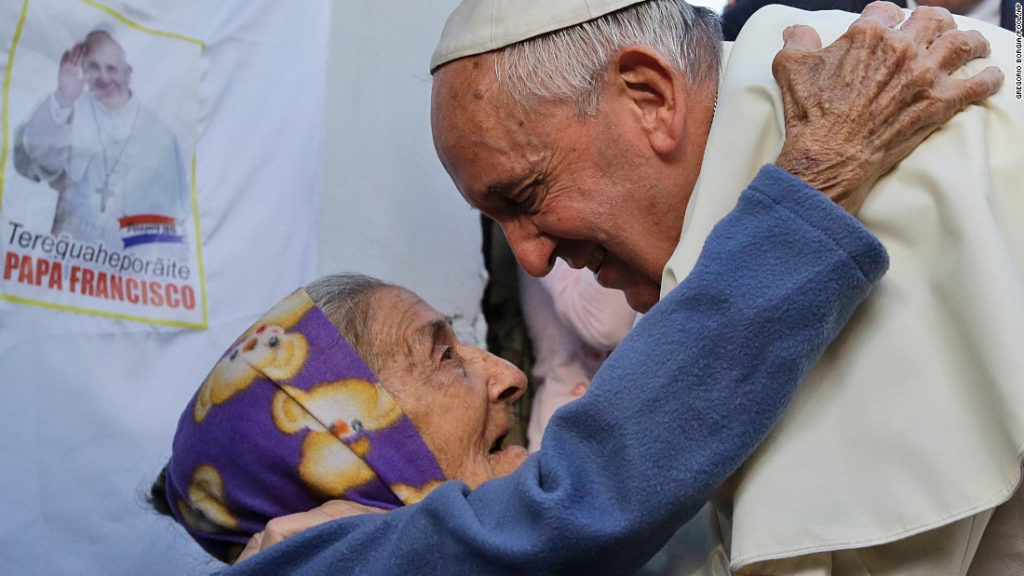 Pope Francis greets the sick